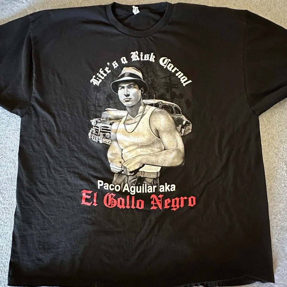 Blood In Blood‎ Out Paco Aguilar El Gallo Negro Black Graphic T-Shirt Mens 3XL